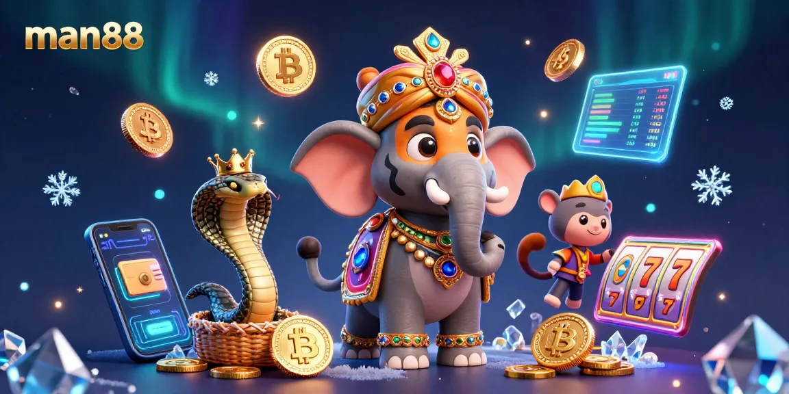 Engage with man88's vibrant slot game adventures filled with animated rich characters and crypto elements.