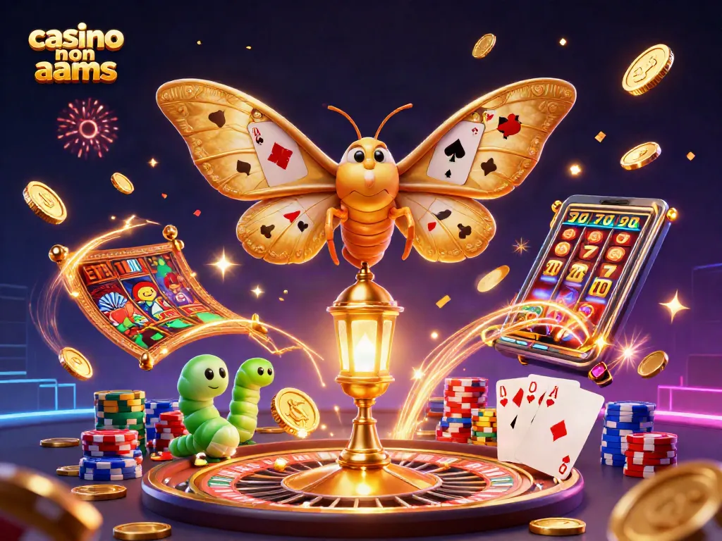 Giocando nei casino non AAMS con l'incantevole falena di Atlas e decorazioni dorate.