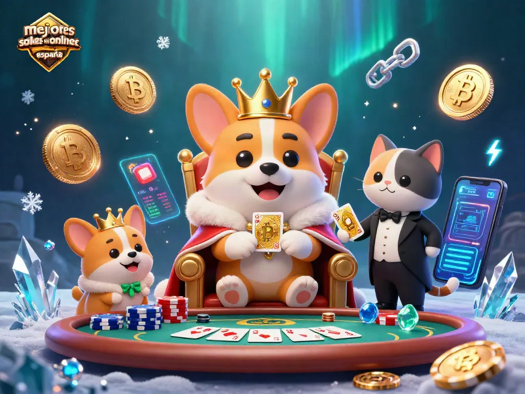 Mejores salas de poker online España ilustradas con un corgi real y elementos de poker vibrantes.