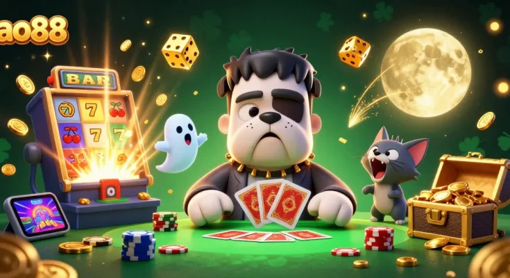 Experience thrilling gameplay at ao88 with our vibrantly designed 3D digital casino scene filled with excitement.