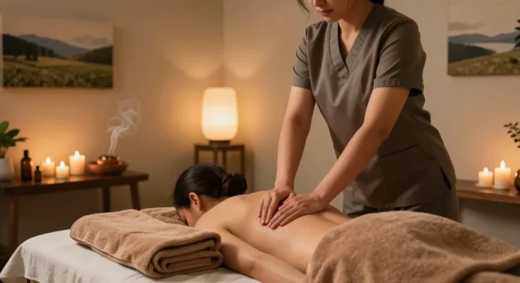 중랑구출장마사지 therapy session in a tranquil setting, featuring soothing atmosphere and professional care.