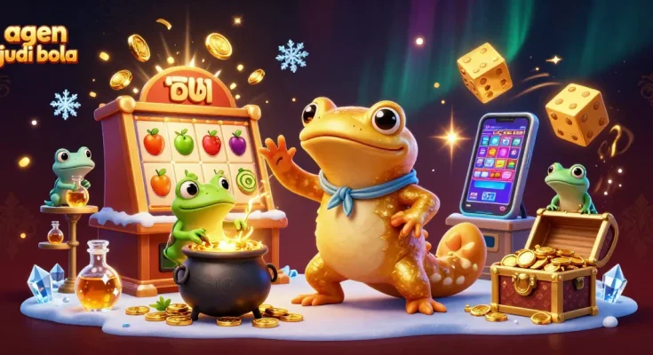 Experience thrilling betting action with agen judi bola in a rich 3D casino scene.