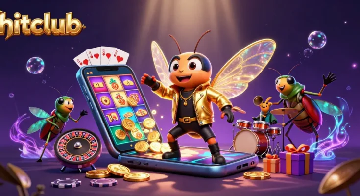 Hitclub players spin reels on vibrant slot games passionately, surrounded by glowing coins and dynamic energy.