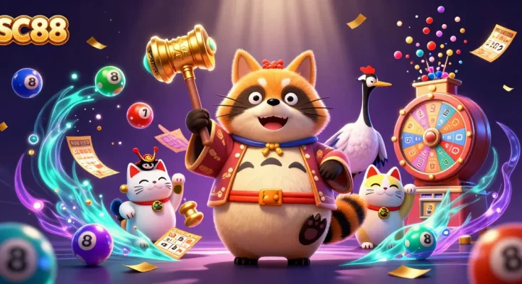 Engage with SC88’s vibrant gaming scene featuring cheerful characters and festive elements