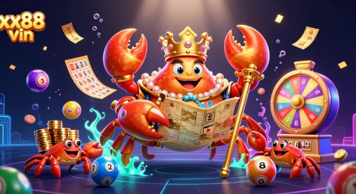 Experience thrilling gameplay at xx88 vin with vibrant lottery balls and entertaining crab characters.
