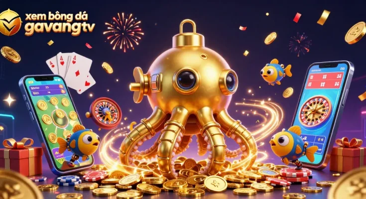 xem bóng đá gavangtv sports betting scene with a golden kraken and engaging casino elements