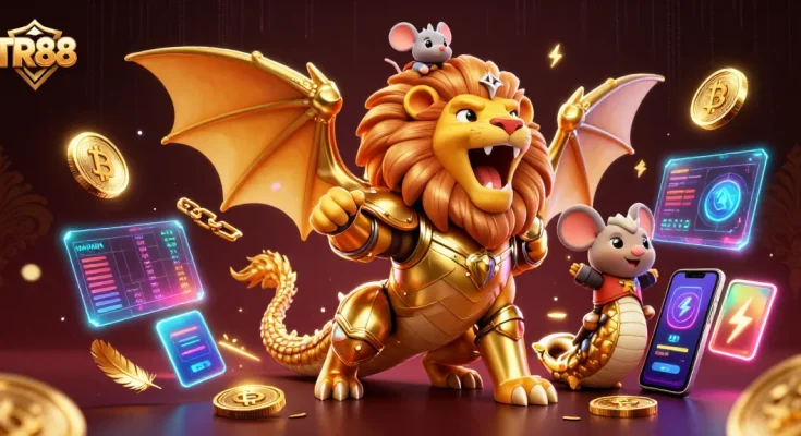 TR88 players engage with thrilling jackpots in a vibrant 3D casino world filled with excitement.