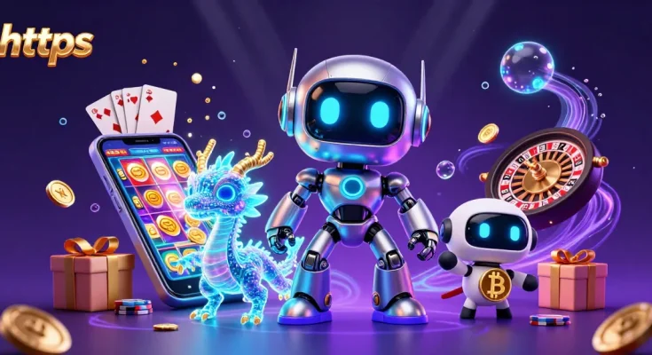 Engage in thrilling gaming with the https online casino, showcasing colorful slot games and unique crypto elements.